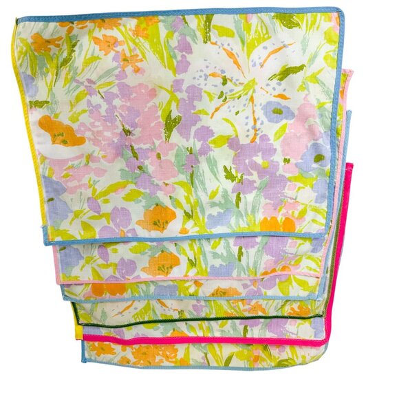 Vintage Cotton Flower Power Vibrant Placemats Set Of 6 Handmade - Picture 2 of 3